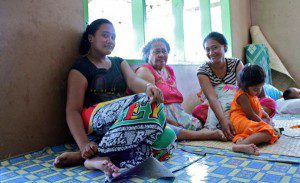 Tao Tao Langafoa (19) and her grandmother (who says she’s over 30) and some of her cousins at their house on Funafuti. Photo: Klima Tuvalu