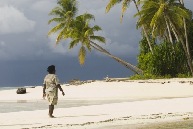 Ursula takes in the changing landscape of Huene Island. Tulele Peisa and CEO Ursula Rakova are coordinating the evacuation of Carteret Islanders from their homes as they become the worlds first "Climate Refugees". Ursula is a native of the Carteret Islands and owns land on Huene Island. Her family will be among the refugees.