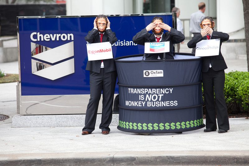 Activists outside the offices of Chevron, Houston, Texas. Photo: Scott Dalton/Oxfam America
