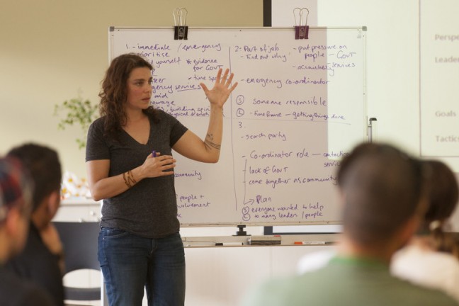 55694scr ChangeCourse facilitator Karrina Nolan runs a workshop. Photo: Timothy Herbert/OxfamAUS