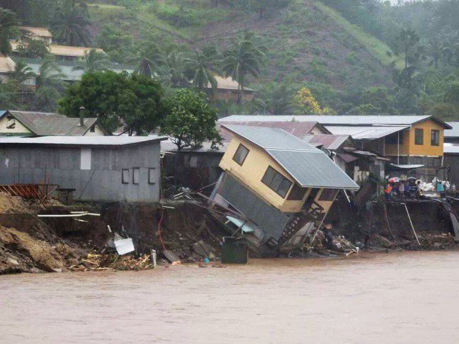 homes have been destroyed following flash flooding Solomon Island flood destruction