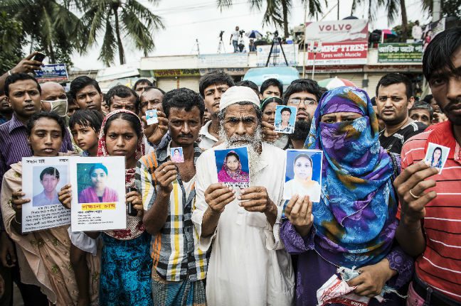 Grieving family members outside Rana Plaza, where over 1000 textile workers died on 24 April 2013. Photo: Nicola Bailey/ActionAid Photo: Nicola Bailey/ActionAid