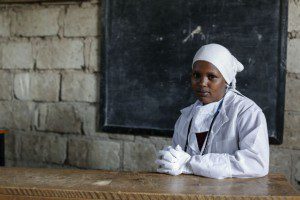 Yusra dressed as a doctor in Nairobi, Kenya, Africa. Photo: Sam Tarling/Oxfam