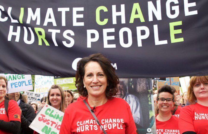 Oxfam staffers at the Climate March rally