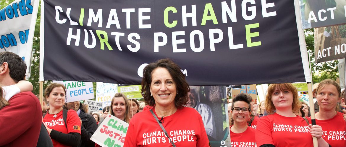 Oxfam staffers at the Climate March rally