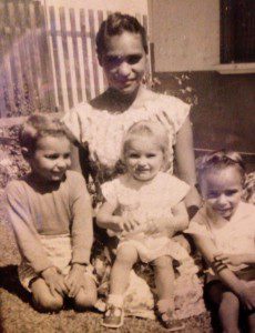 My mother (Joan Eggington) with my brothers Dennis (left) and Robert (right) at our house in Scarborough, WA, 1959. Photo: Vicki Wade, supplied. Close the Gap_Vicki Wade