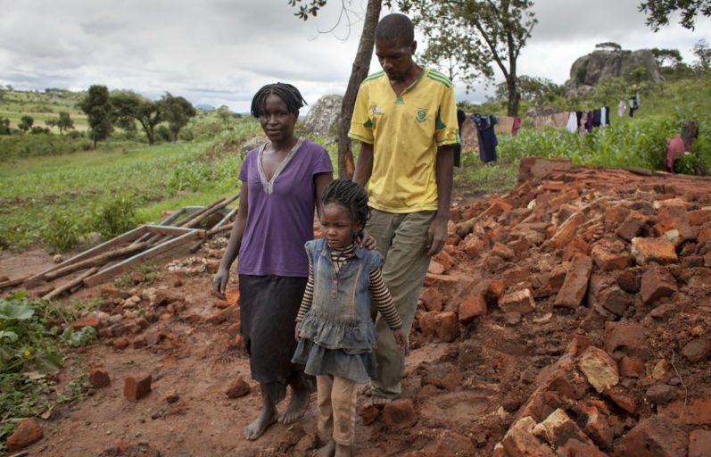 A devastated home in Zimbabwe