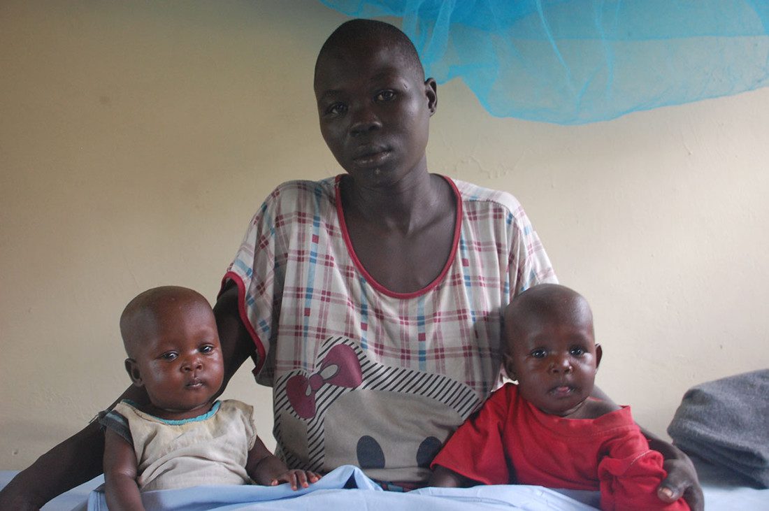 Sarah and her new twins fled fighting and battled malnourishment in South Sudan. Photo: Tim Bierley/Oxfam