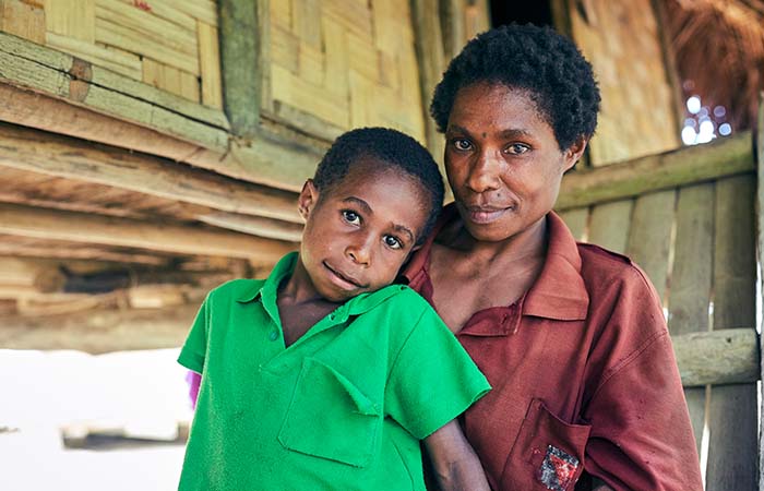Nola and her son in Papua New Guinea
