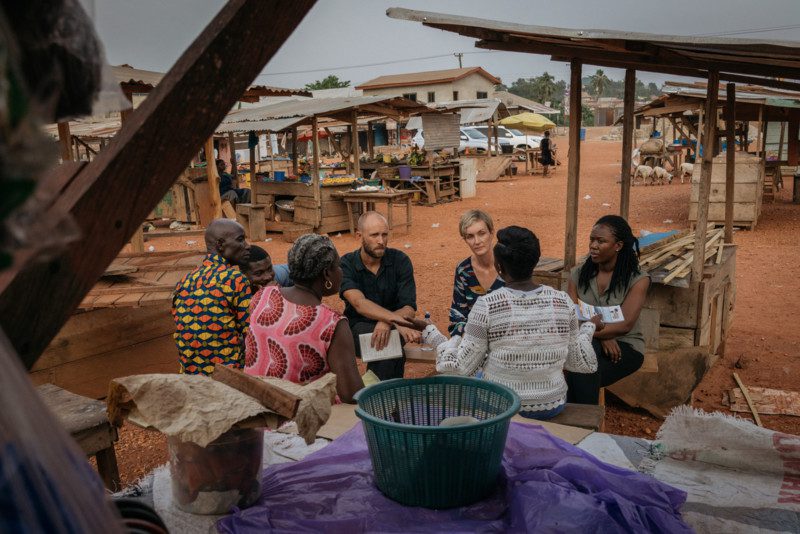 Oxfam Australia and Ghana staff meet with community leaders on the state of the local market. Photo: Nana Kofi Acquah/OxfamAUS