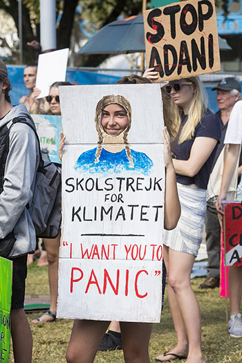 #Climatestrike placard with a Greta Thunberg picture - I want you to panic!