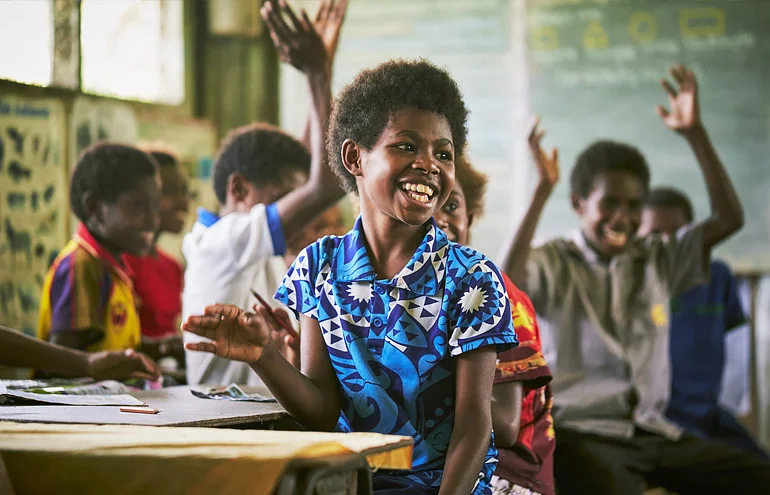 Children attending school