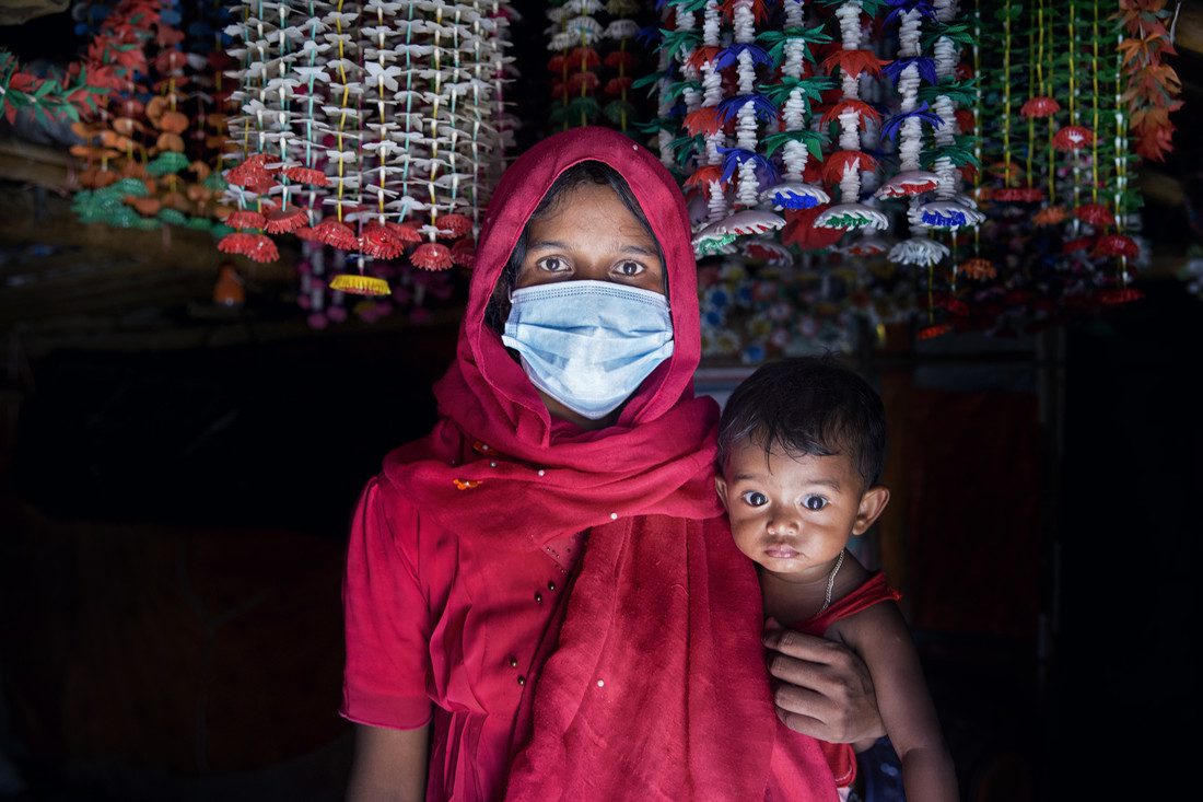 Nur* with her daughter Ismat* inside her tent, Cox's Bazar, Bangladesh. Photo: Fabeha Monir/Oxfam (*name changed)