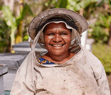 Onano, Bee keeper in Papua New Guinea. Photo: Patrick Onano, Bee keeper in Papua New Guinea. Photo: Patrick