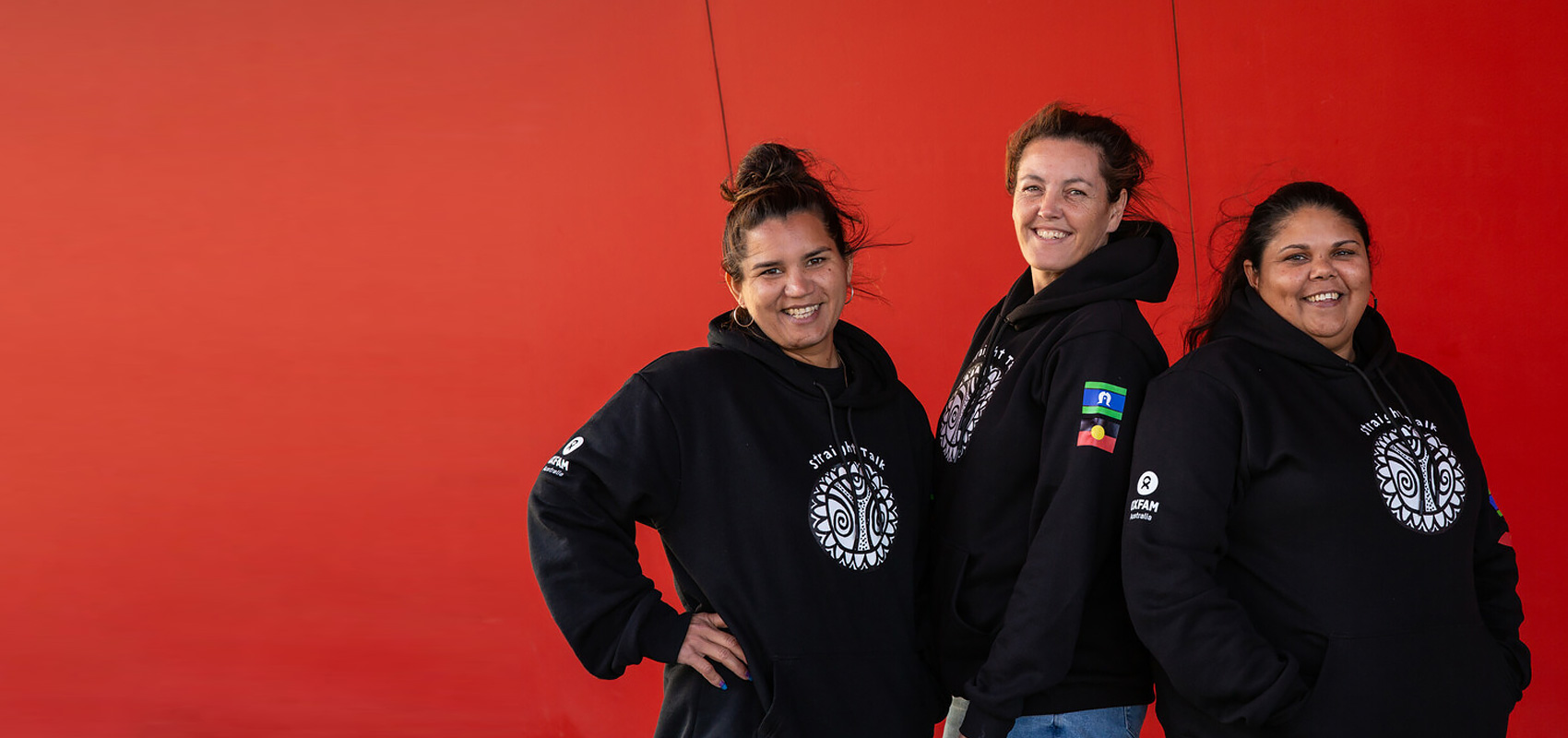 Canberra, Australia: Straight Talkers Kerrissa O'Meara, Michelle Ninyette and Sharonah Corpus at the 2022 Straight Talk National Summit. Photo: Jillian Mundy/OxfamAUS