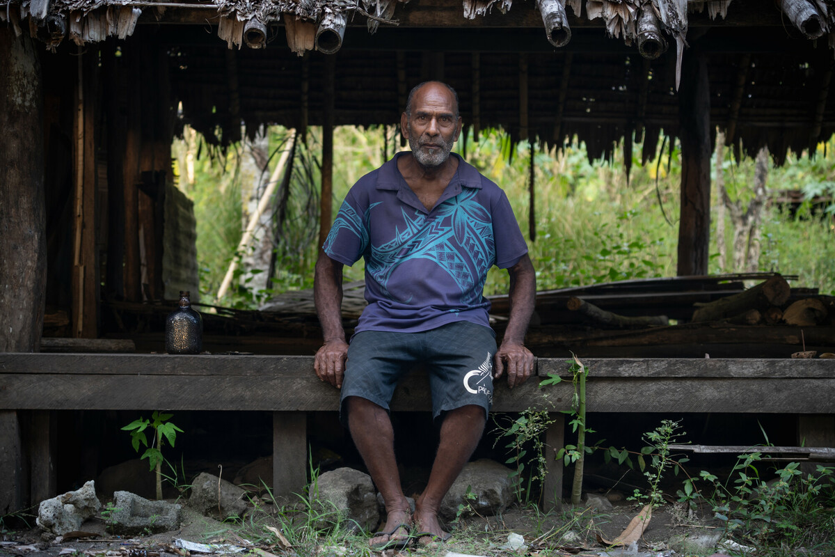 Molpoe, Vanuatu: Roy lives in the village of Molpoe in Vanuatu. In 2022, Molpoe was hit by a devastating landslide caused by torrential rain, which has become more frequent due to extreme weather. Oxfam acknowledges the support of the Australian Government through the Australian NGO Cooperation Program (ANCP). Photo: Ivan Utahenua/Oxfam
