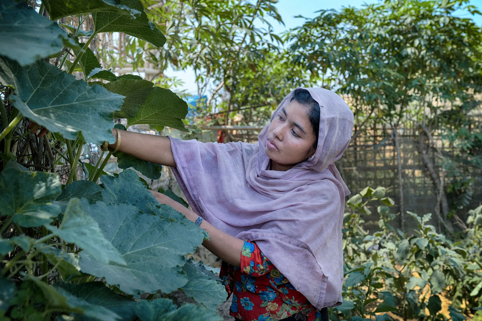 Cox’s Bazar, Bangladesh: Shamsun Nahar is a Rohingya refugee and has been living in Cox's Bazar camp for seven years, where three of her children were born. Photo: Fabeha Monir/Oxfam. Oxfam acknowledges the support of the Australian Government through the Australian Humanitarian Partnership (AHP). Cox’s Bazar, Bangladesh: Shamsun Nahar is a Rohingya refugee and has been living in Cox's Bazar camp for seven years, where three of her children were born. Photo: Fabeha Monir/Oxfam. Oxfam acknowledges the support of the Australian Government through the Australian Humanitarian Partnership (AHP).