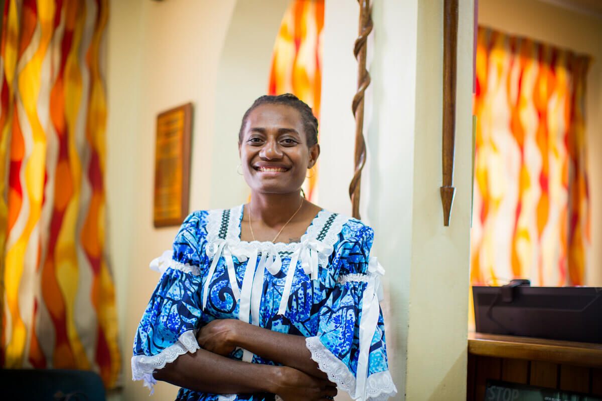 Vanuatu: Jacquline is a graduate of Youth Challenge Vanuatu's (YCV) Ready for Work program, and now works at the ombudsman office in Vanuatu. Photo: Arlene Bax/Oxfam. Oxfam acknowledges the support of the Australian Government through the Australian NGO Cooperation Program (ANCP). Vanuatu: Jacquline is a graduate of Youth Challenge Vanuatu's (YCV) Ready for Work program, and now works at the ombudsman office in Vanuatu. Photo: Arlene Bax/Oxfam. Oxfam acknowledges the support of the Australian Government through the Australian NGO Cooperation Program (ANCP).