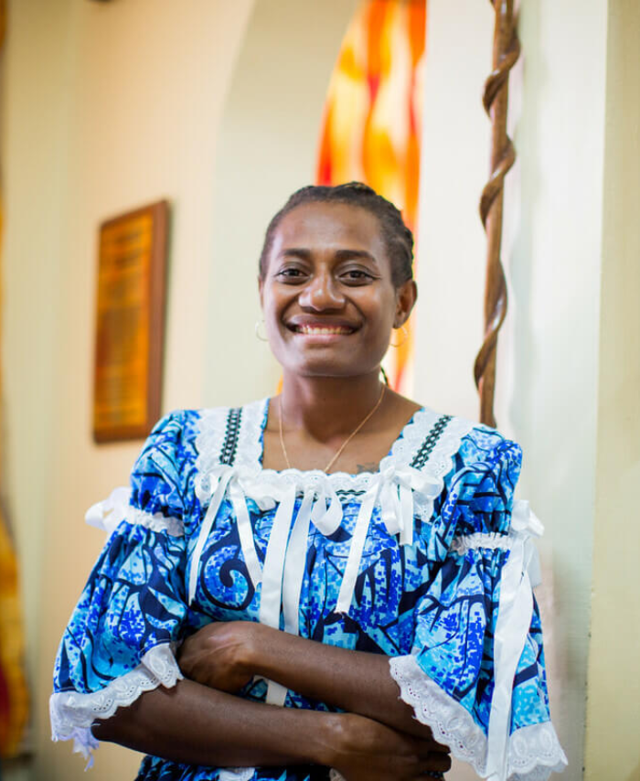 Vanuatu: Jacquline is a graduate of Youth Challenge Vanuatu's (YCV) Ready for Work program, and now works at the ombudsman office in Vanuatu. Photo: Arlene Bax/Oxfam. Oxfam acknowledges the support of the Australian Government through the Australian NGO Cooperation Program (ANCP).